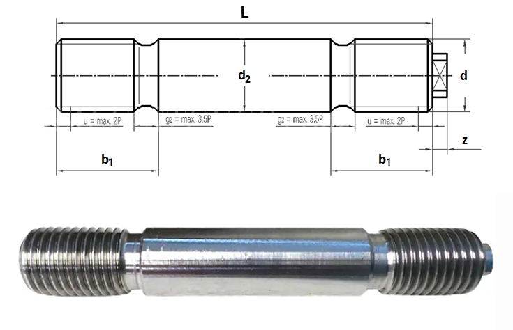 Шпилька DIN 2509 M30x400, кл.м. 8.8, цинк